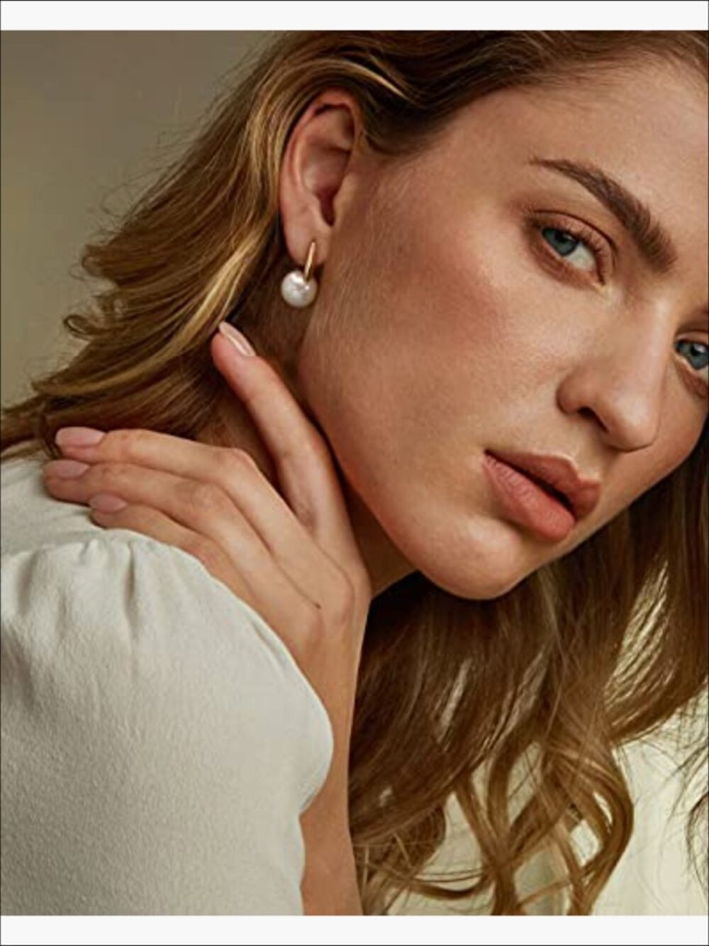 Shell Pearl Drop Dangle Earrings 18K Gold Plated Leverback - Picture 6 of 7